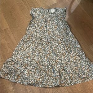 Hayden Floral Kids Dress in Blue and Orange